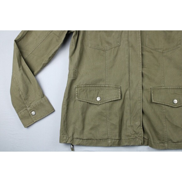 Ashley by 26 International Utility Jacket Drawstring Zipper Snap Green Large - Picture 6 of 16
